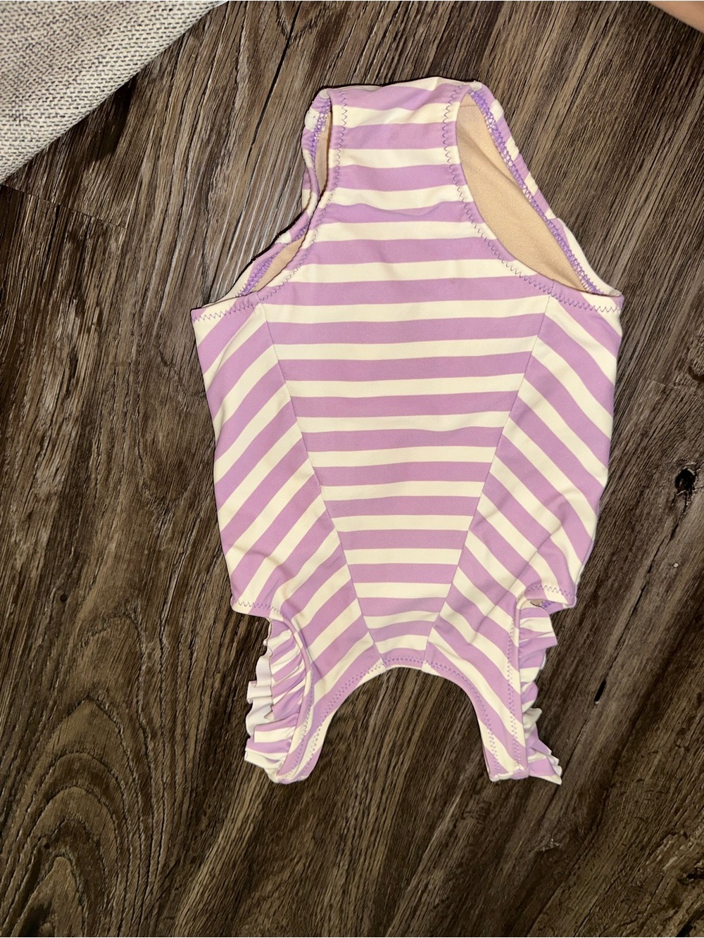 Tea Collection Lavender Stripe Ruffle One Piece Swimsuit Girls 18–24M